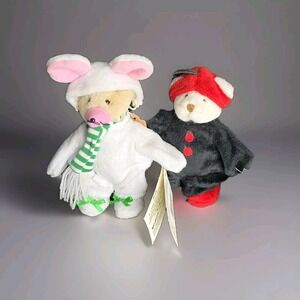 1995 Ganz‎ Wee Bear Village Plush Lot of 2 – Bunny & Ladybug Bears w/ Tags